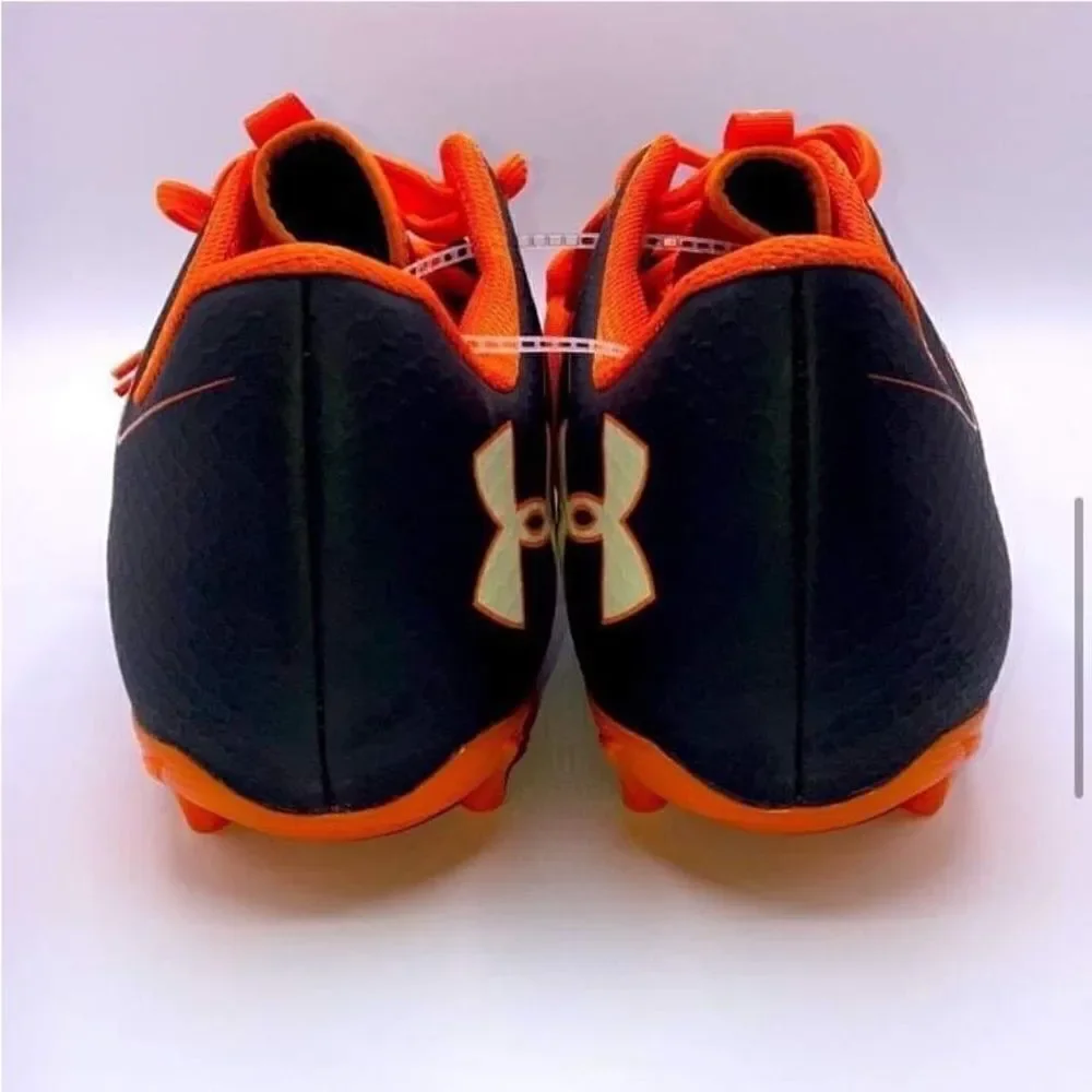 Under Armour Black & Orange Nitro Football Cleats Shoes Sports Size 16